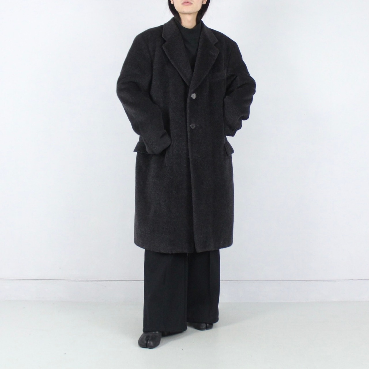 GIORGIO ARMANI モヘア×ウール シャギー チェスターコート 毛足長め 