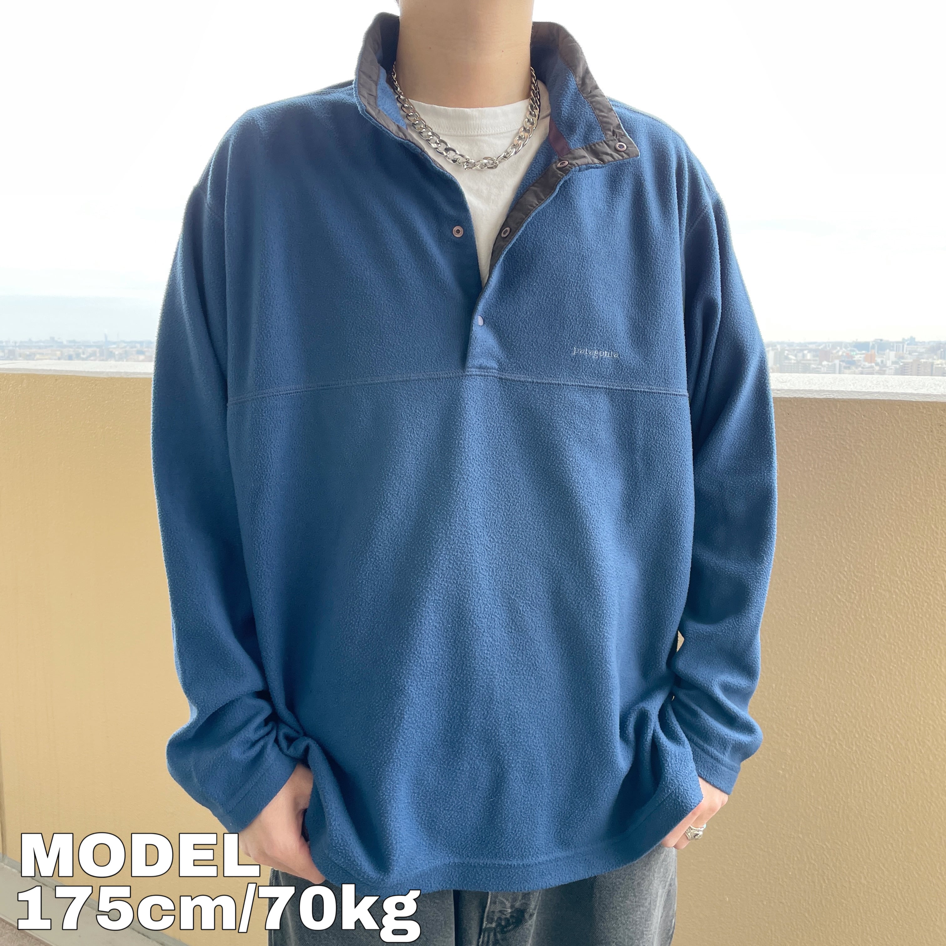 90s USA製 patagonia パタゴニア 刺繍フリース XL ブルー青 | fuufu