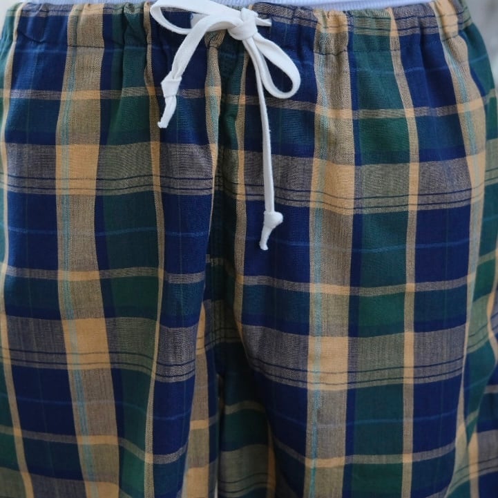 KENNETH FIELD(ケネスフィールド) /SHORTS handloom madras-KHAKI