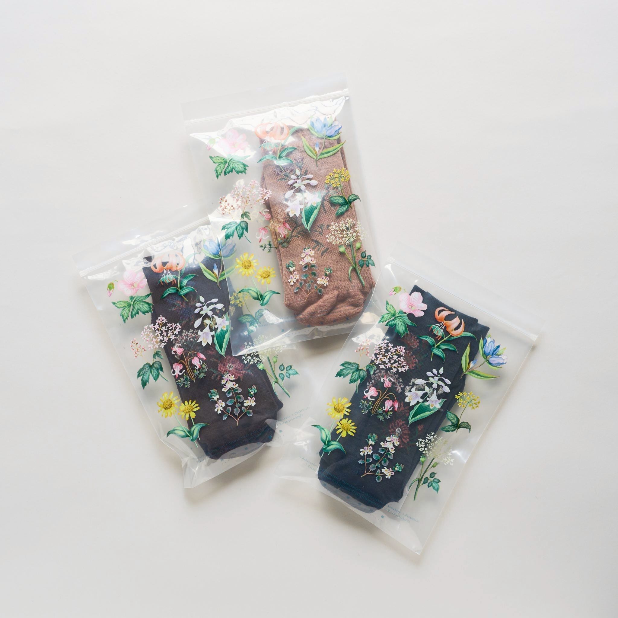 lace flower socks 「高山植物図鑑」color:Navy (2025) | NEOALPS