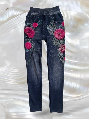 Y2K denim print design tights