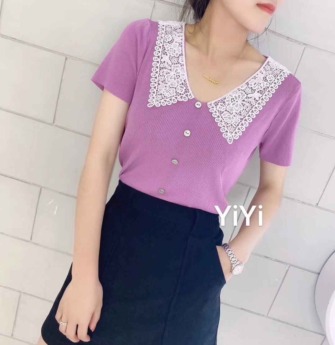 レース襟 カーデ風トップス AJ111-5007