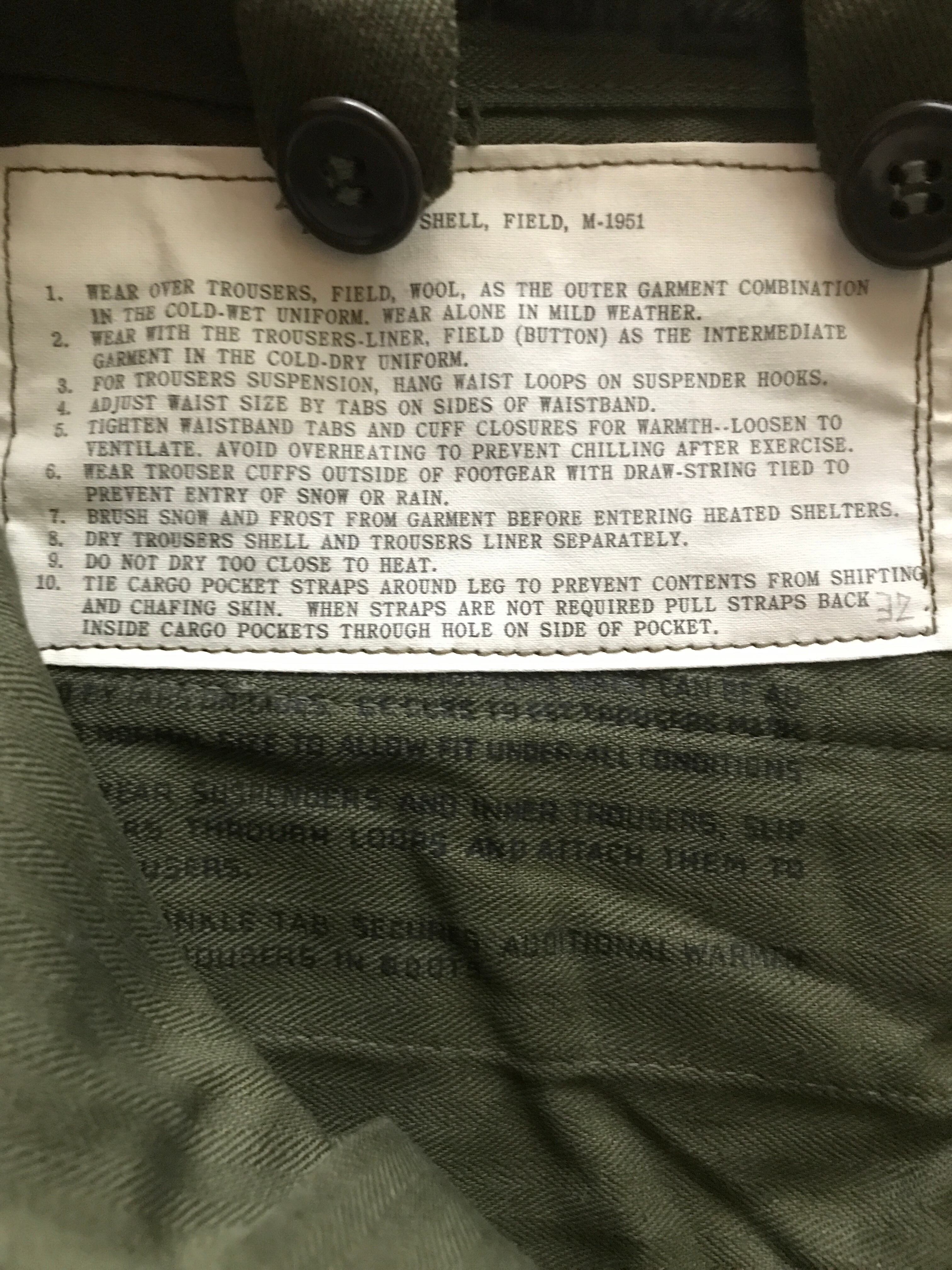 50's U.S.ARMY M-51 フィールドパンツ Rebuild DEADSTOCK 実寸(31×33)