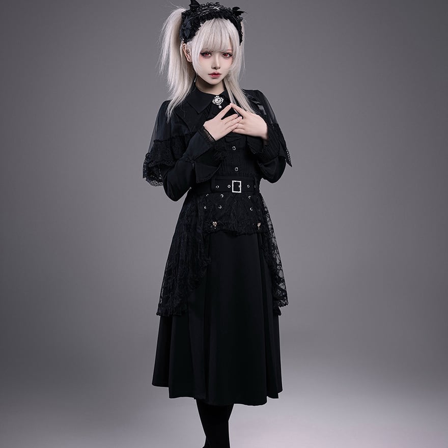 PEACE NOW ウサ耳 黒ケープ ゴスロリ ゴスロリ ケープブラウス 黒レース クラシカルデザイン｜WithU