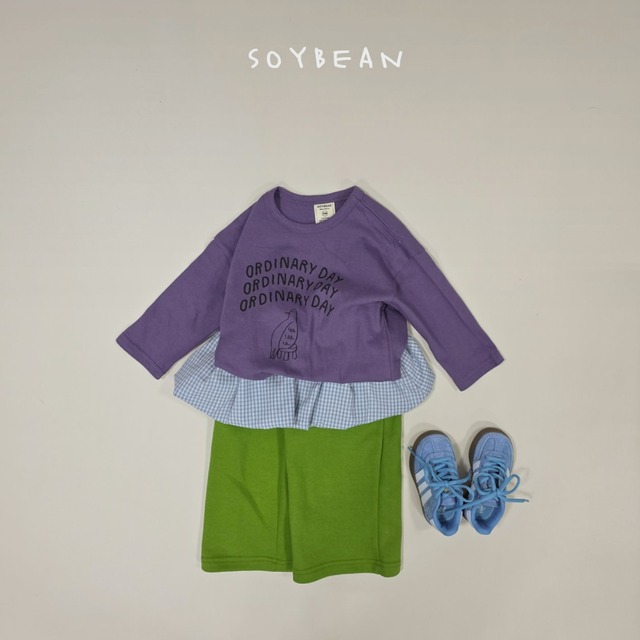 《送料無料》予約:チェックパンプキンワイドパンツ【soybean】※ジュニアサイズ