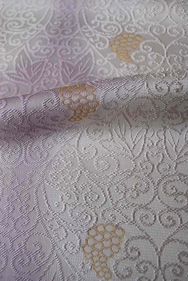 【和小物さくら・帯揚げ】浅紫×紫水晶　縫い取り葡萄唐草ぼかし　帯揚げ　No.260205⑱