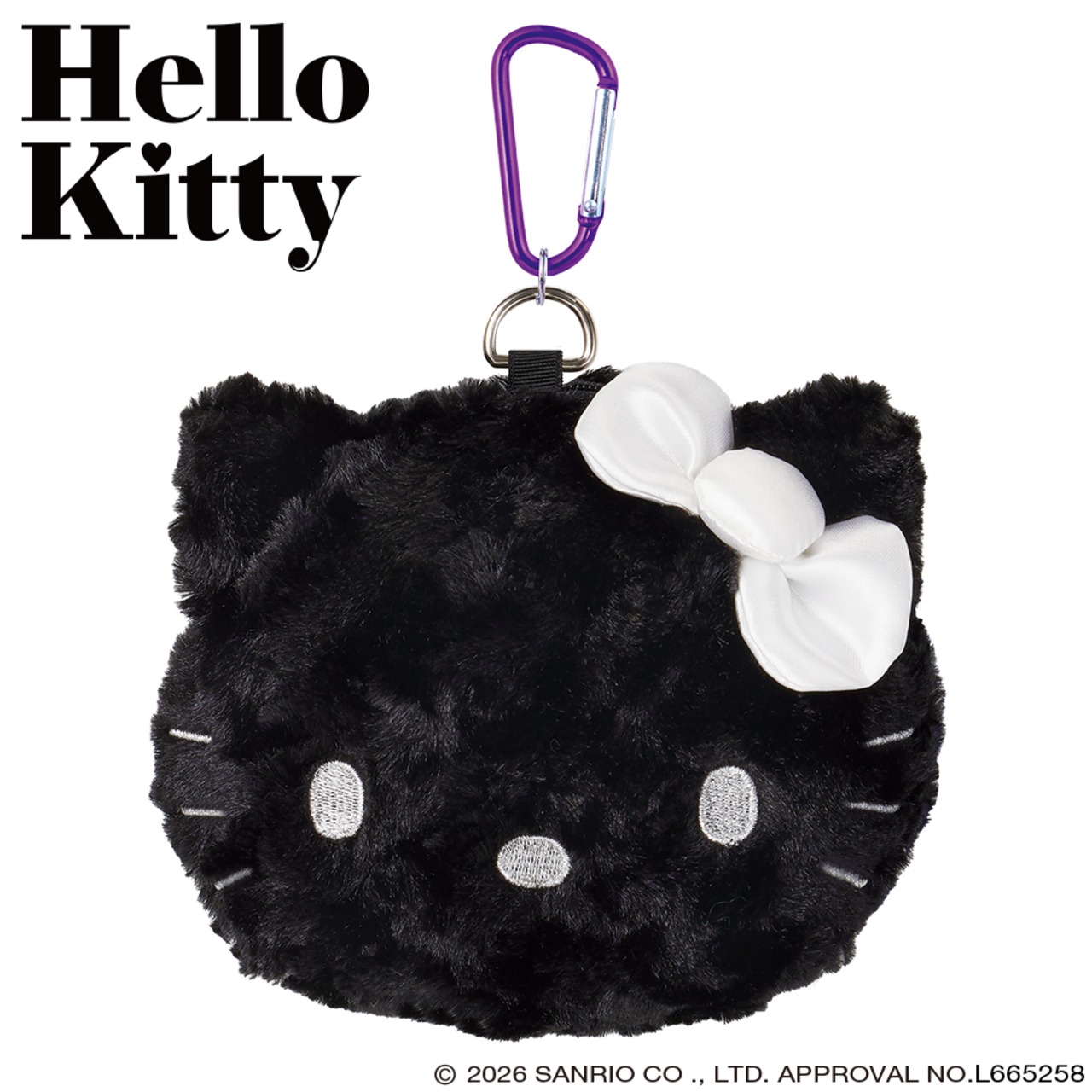 ハローキティ（ブラック） アクセサリーポーチ  ゴルフ ボールケース 用品 黒キティ　おしゃれ かわいい  ぬいぐるみ キャラクター 公式グッズ  サンリオ ライセンス商品　KTBP003