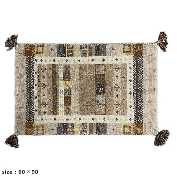 インドギャッベ 145×190 夏のキャンペーン】ギャッベ ミニマット 円形