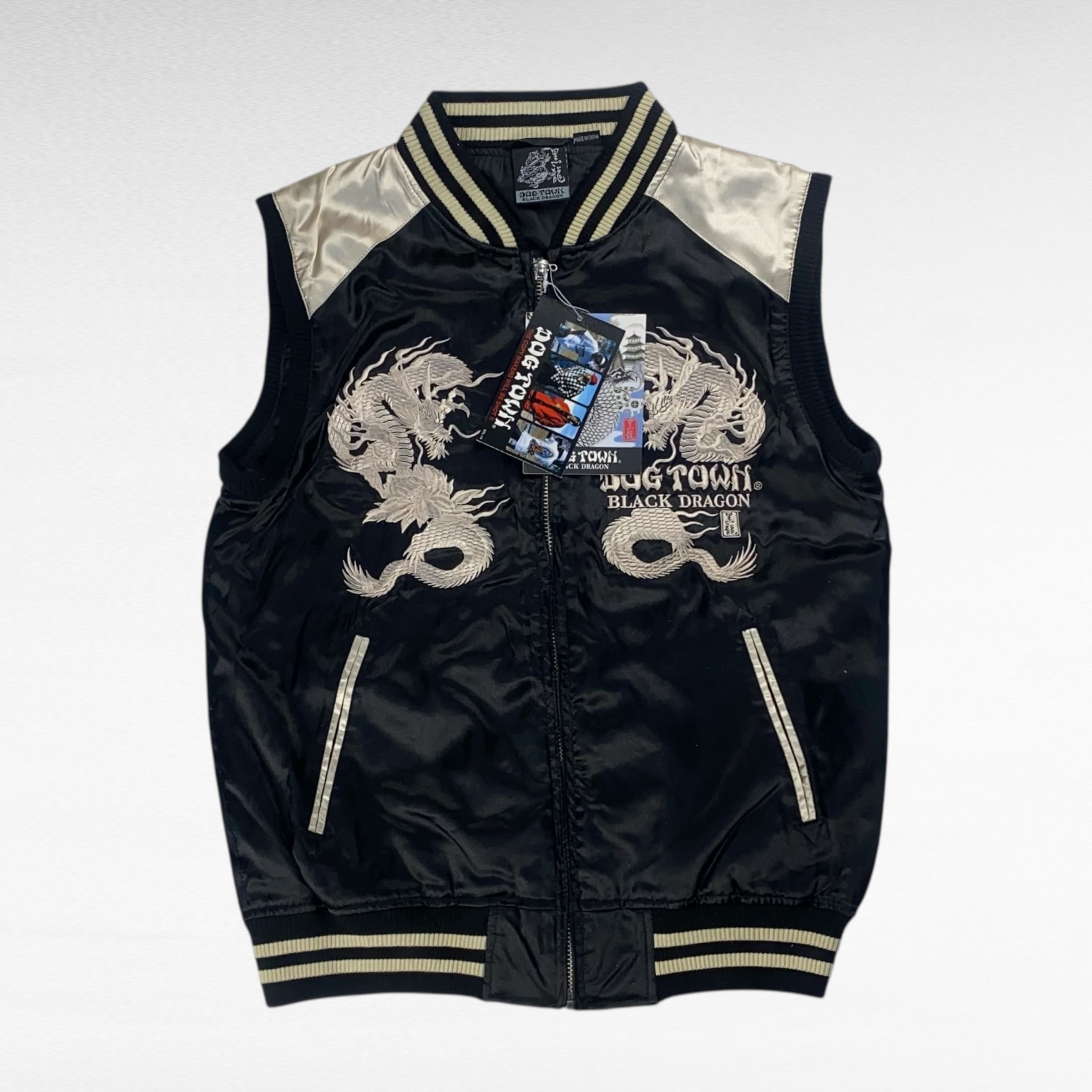 dead stock】 ドッグタウン 黒龍 スカジャンベスト 刺繍 S相当 dp6014