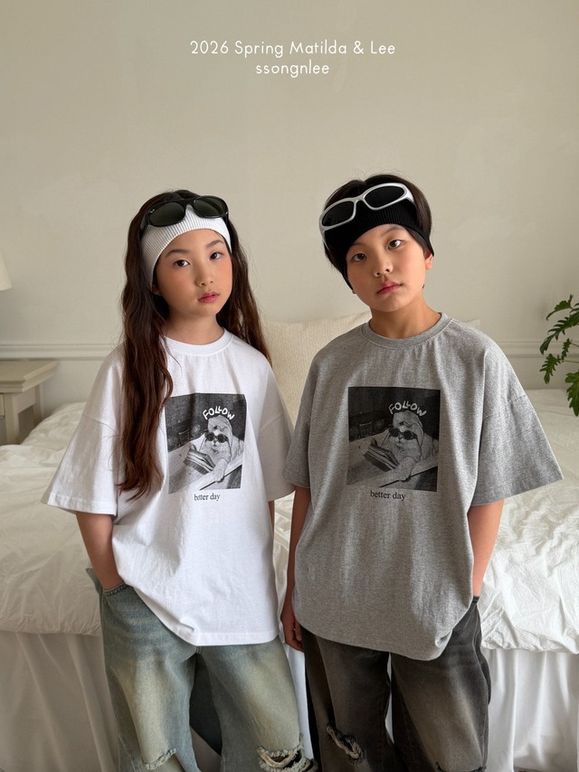 [Matilda&Lee] Follow Cat Short sleeve T-shirt / [마틸다앤리] 팔로우고양이반팔티
