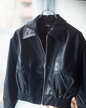 CODA SYNTHETIC LEATHER SHRUNKEN ZIP JACKET BLACK