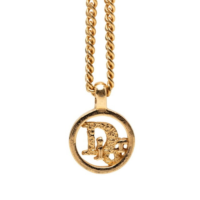 ディオール ロゴ ネックレス ゴールド メッキ レディース Dior 【中古】