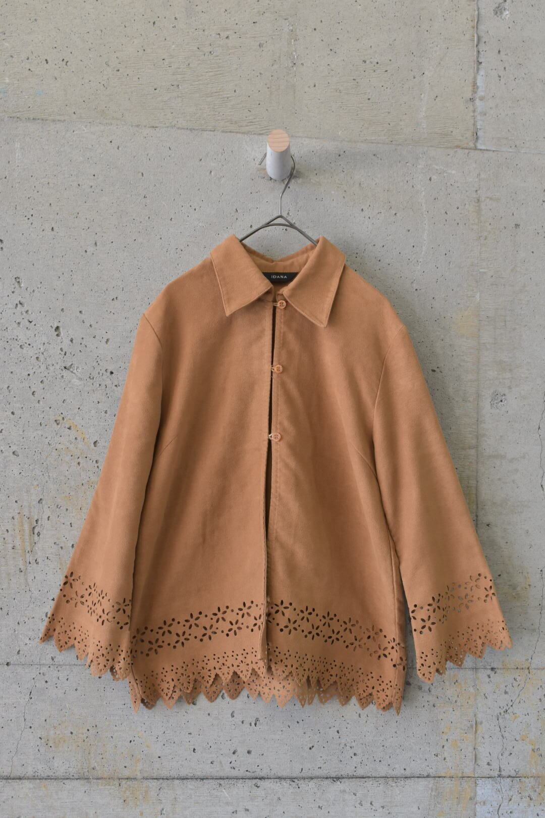 Suede-finished shirt cardigan