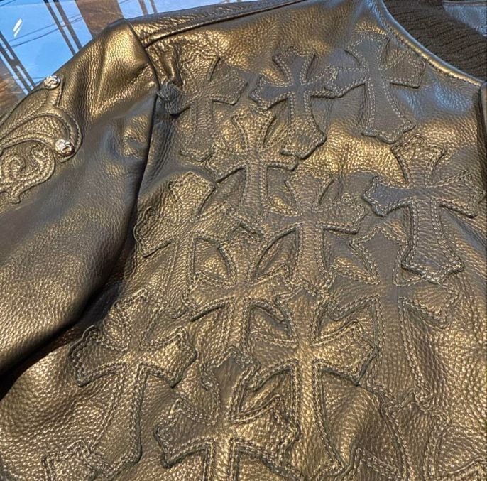 CHROME HEARTS クロムハーツ オールレザーレターマン ジャケット