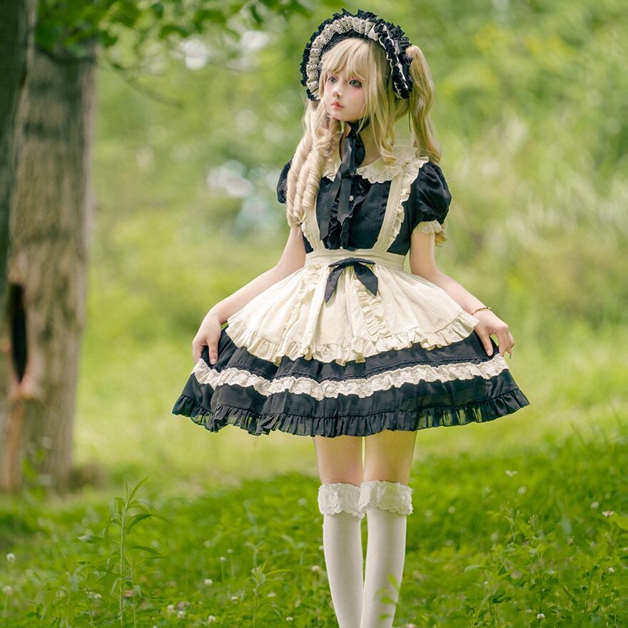 オールドメイトウ　フルセット クラシカルメイド服 ミドル丈 ヴィクトリアン 英国風 メイドカフェ