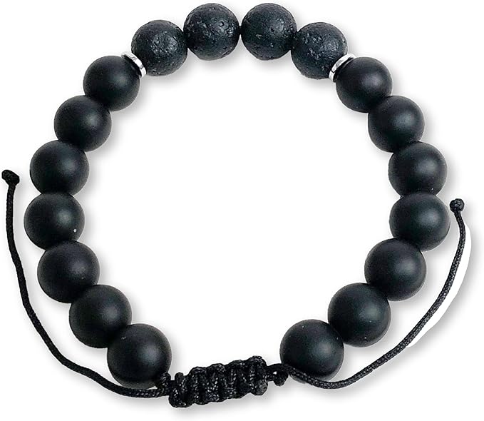 大玉＊ブラックフォッシルコーラル＊男女兼用サイズブレスレット