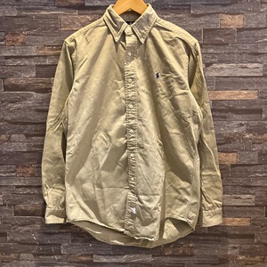 RALPH LAUREN COTTON TWILL B.D SHIRT BEIGE 1990'S OLD USA製