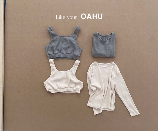 【即納】OAHU リブカットソー（カットソー単品) 140~170