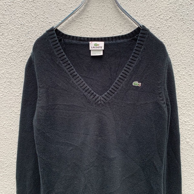 LACOSTE コットン ニット セーター ウィメンズ 36 M ブラック ラコステ 