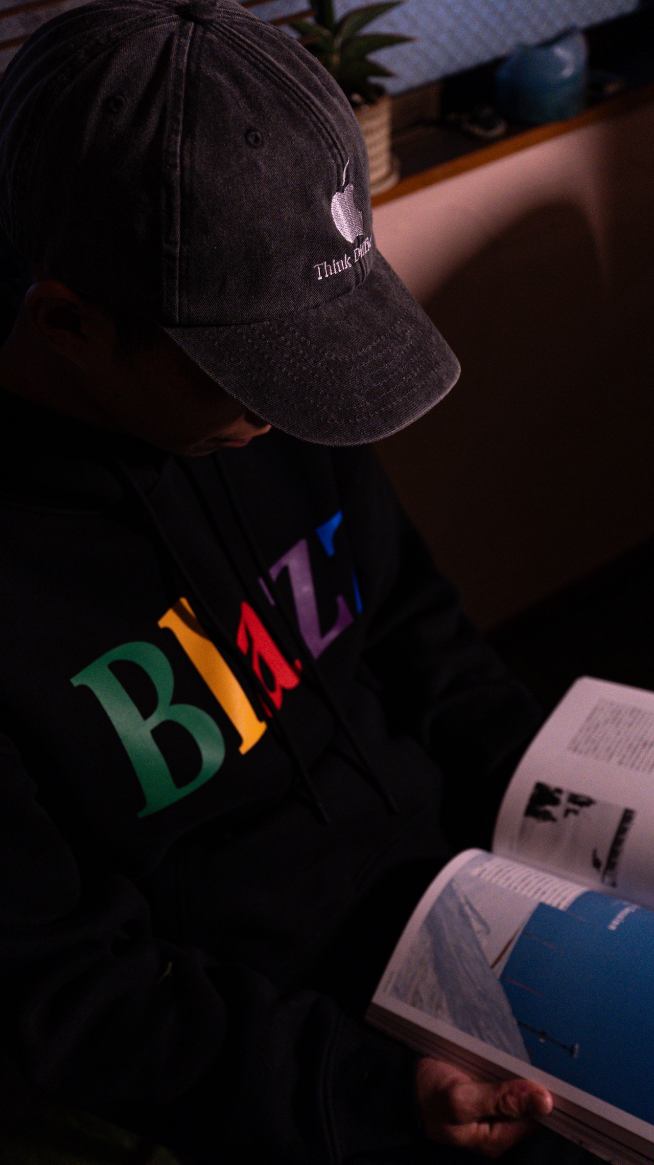 Think Difficult Washed Vintage dad Cap [Black]