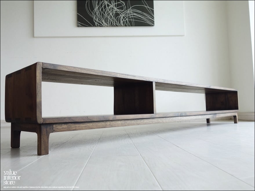 「 カワムラ様 サイズオーダーテレビ台 」チーク無垢材 テレビ台 シンプル 収納 ローボード 手作り 和風 銘木家具