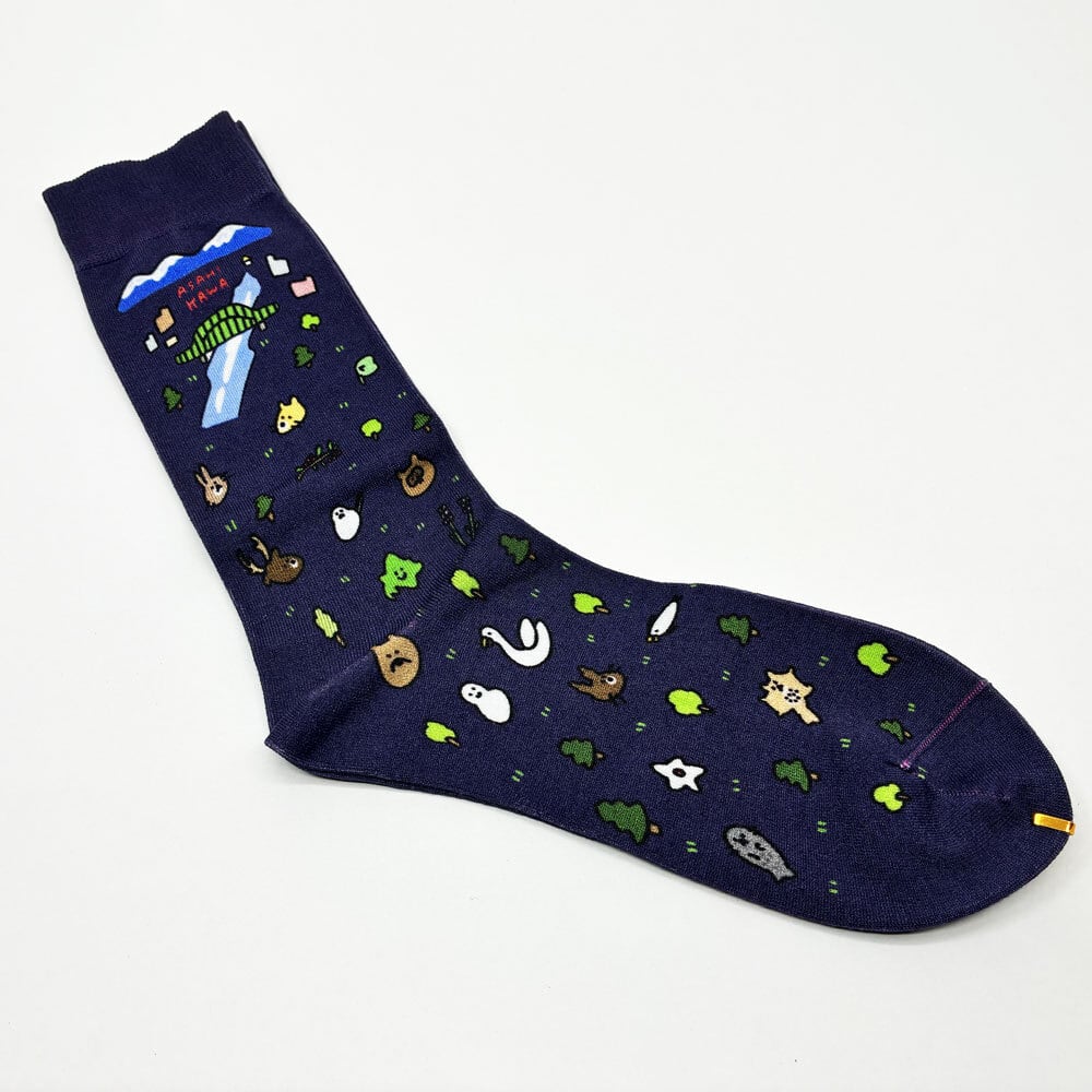 旭川 プリント総柄靴下 紺色 / 靴下 / アッコモン