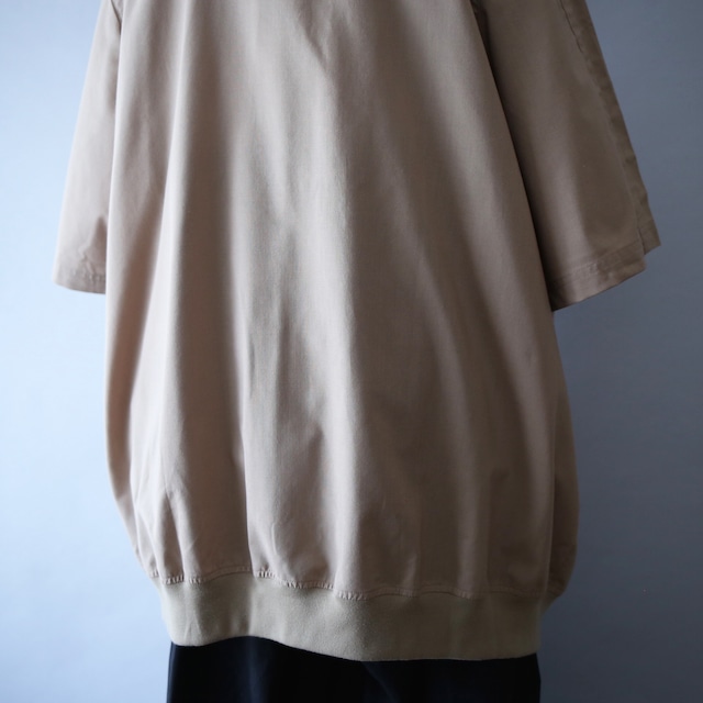 "KING SIZE" XXXL super over silhouette switching fabric h/s pullover