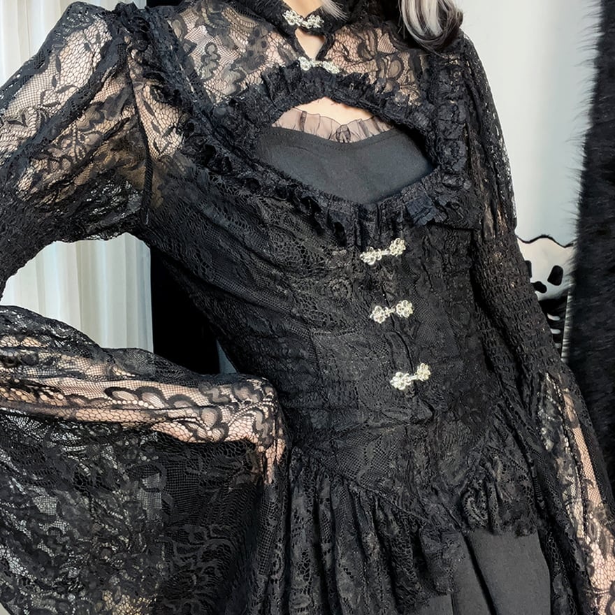 ゴスロリ通販 With U ブラウス レース シアー トランペットスリーブ