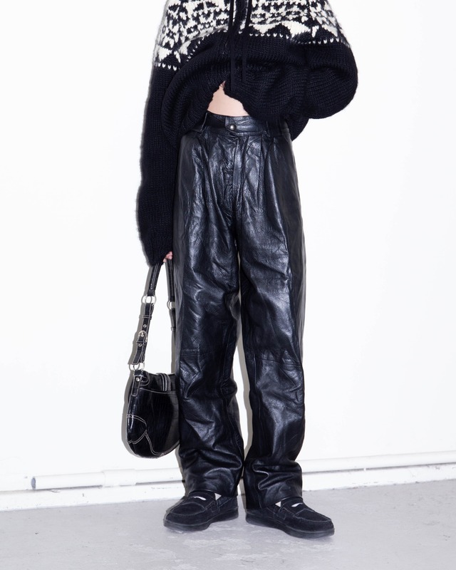 1980s Guy Laroche - tuck wide leather trousers