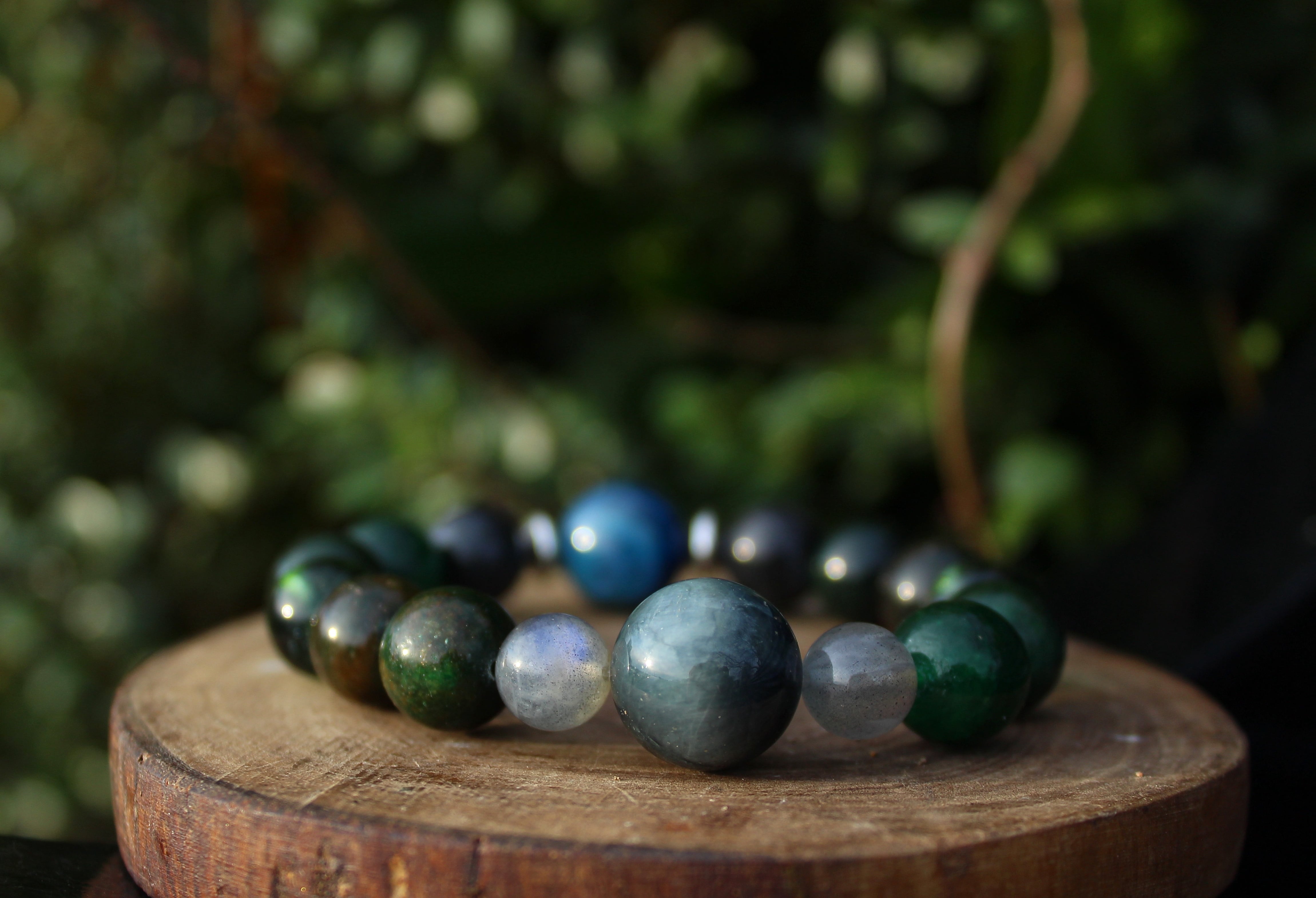 キャッツアイ、カイアナイトAAA、ラブラドライトAAA、エピドート