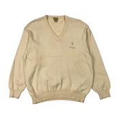 イタリア製 TRUSSARDI トラサルディ Vネック 長袖 コットン ニット セーター L/アイボリー メンズ