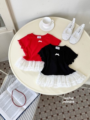 [second moment] Popo Ribbon Tee (JS/JM/JL) / [세컨드모먼트] 포포리본티 (JS/JM/JL)