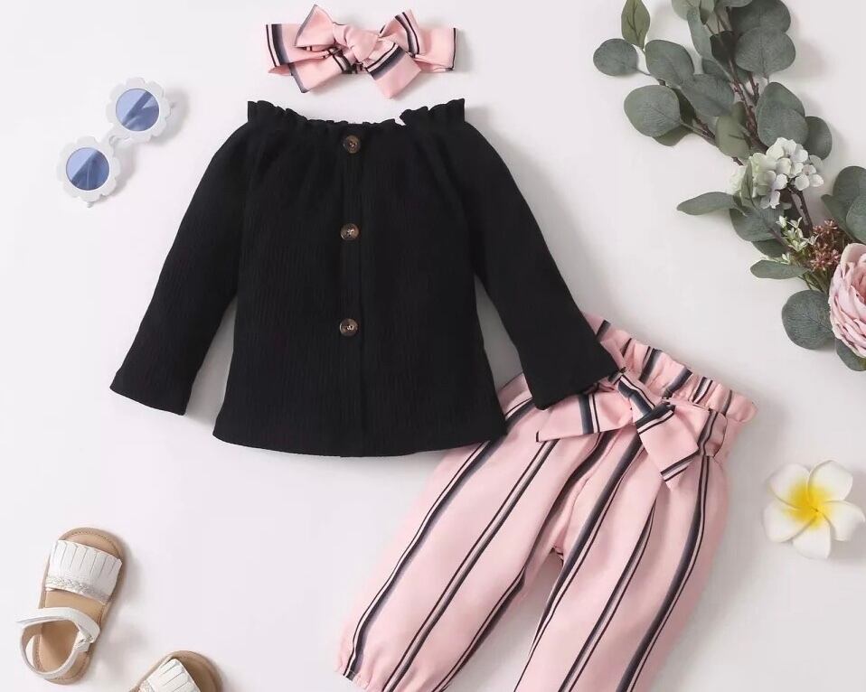 ストライプ3点セット / 女の子 / 〜24ヶ月