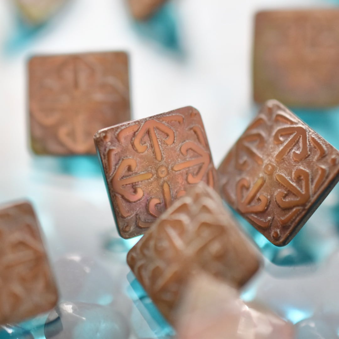 パールブラウン アールデコ調スクエア 12.5mm