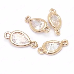 【1粒】ミニドロップ両カン/雫/滴/ジルコニア/ＣＺ/チャーム/ゴールド/真鍮/ペンダント/月/コネクター/ブレスレット