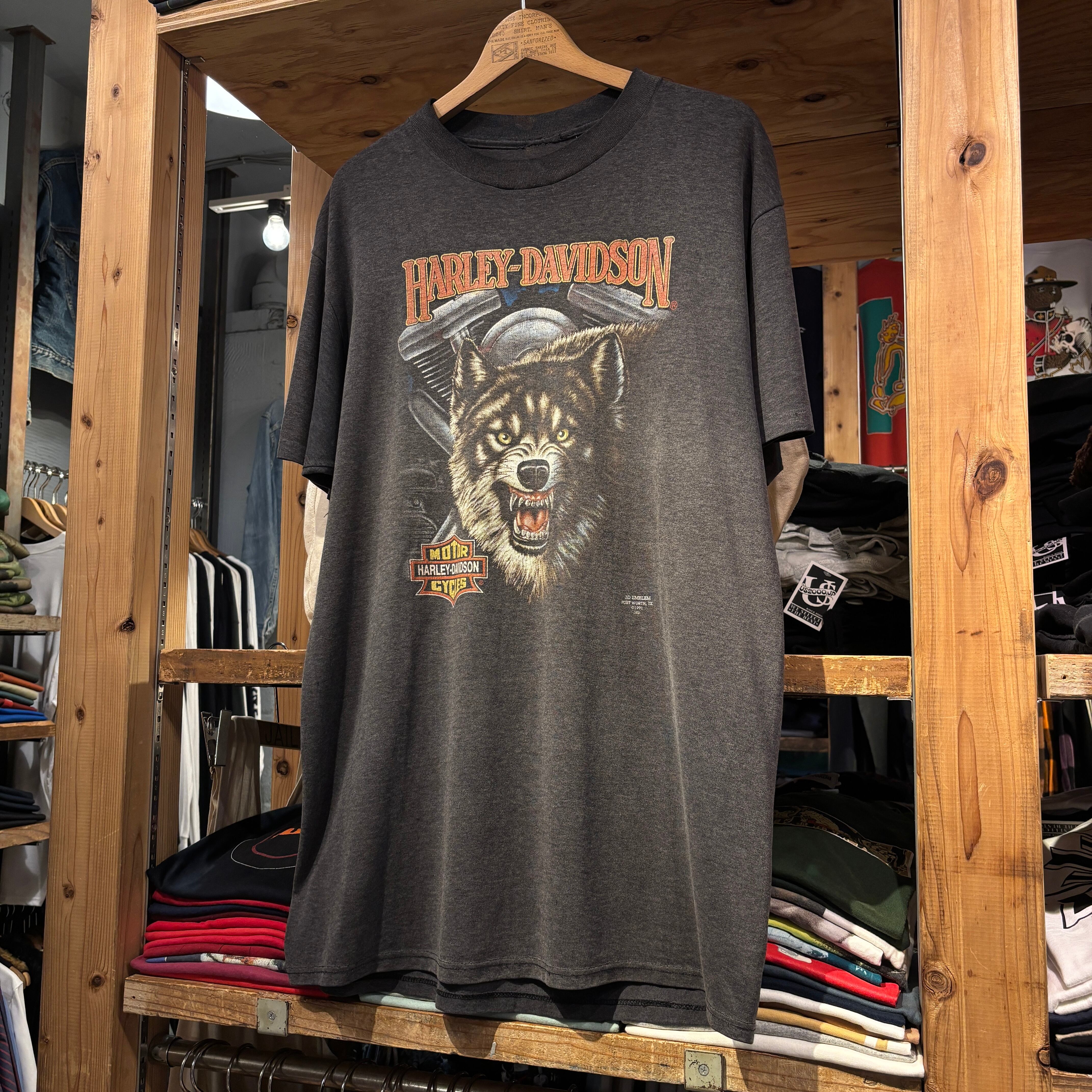 90's Harley-Davidson 3D Emblem Wolf Tee | US TOKYO