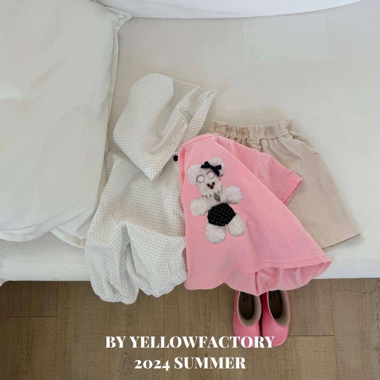 【 yellow factory】クマドールTシャツ 80〜120cm ピンク 240530 - 11