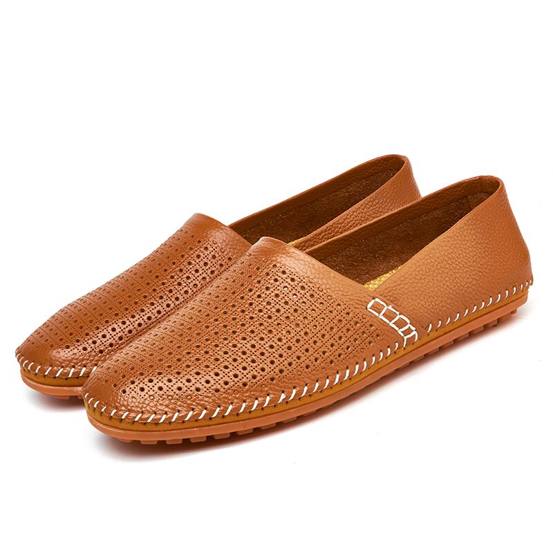 【新作】【送料無料】 メンズシューズオータムレザーカットアウト通気性メンズシューズマルチカラーワイルドアウトドアメンズシューズエンドウ豆 靴 秋物 10b437543992312