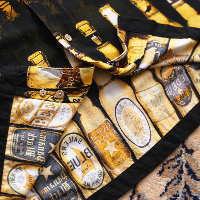 multi gold bier bottle h/s rayon shirt