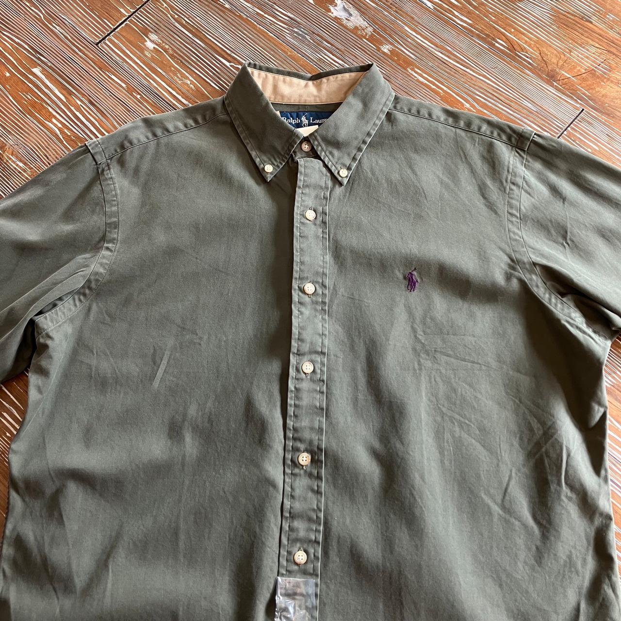 Dead Stock” Ralph Lauren CLASSIC FIT L/S B.D Shirt “Olive” Size:L 