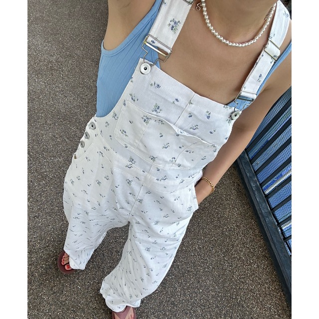 FLOWER  DENIM OVERALLS