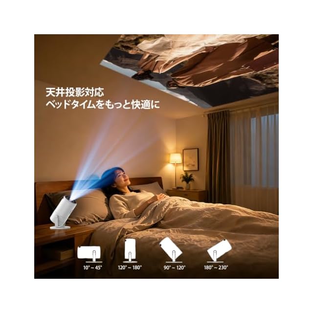 2026最新プロジェクターAndroidTV搭載 天井投影 4K 25000LM プロジェクター 家庭用 超小型 天井投影 【2026最新型・4K対応