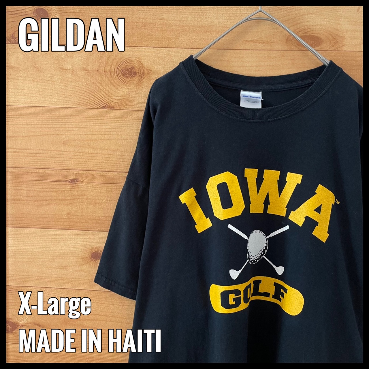 【GILDAN】カレッジ アイオワ大学 IOWA アーチロゴ Tシャツ ゴルフ GOLF ロゴ XL ビッグサイズ US古着