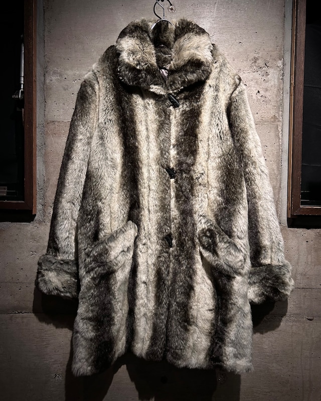 【Caka】Beautiful Gradation Vintage Loose Faux Fur Coat