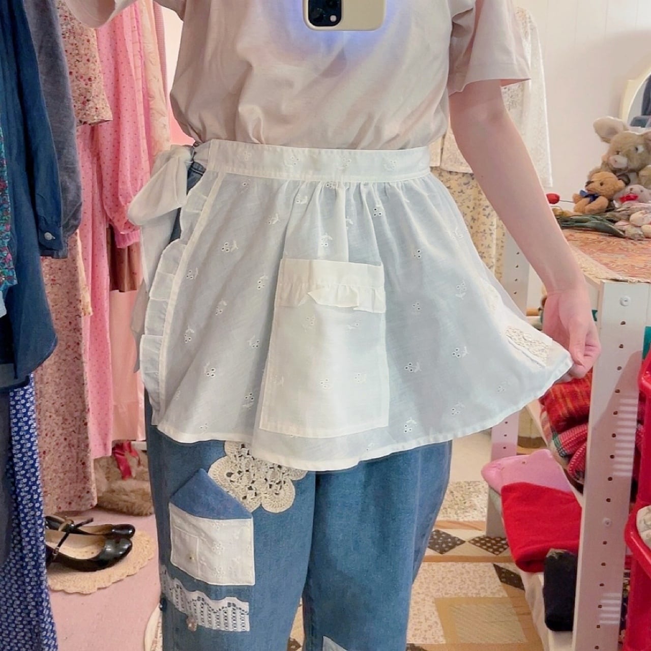 remake ✂︎ dwarf's house apron denim pants