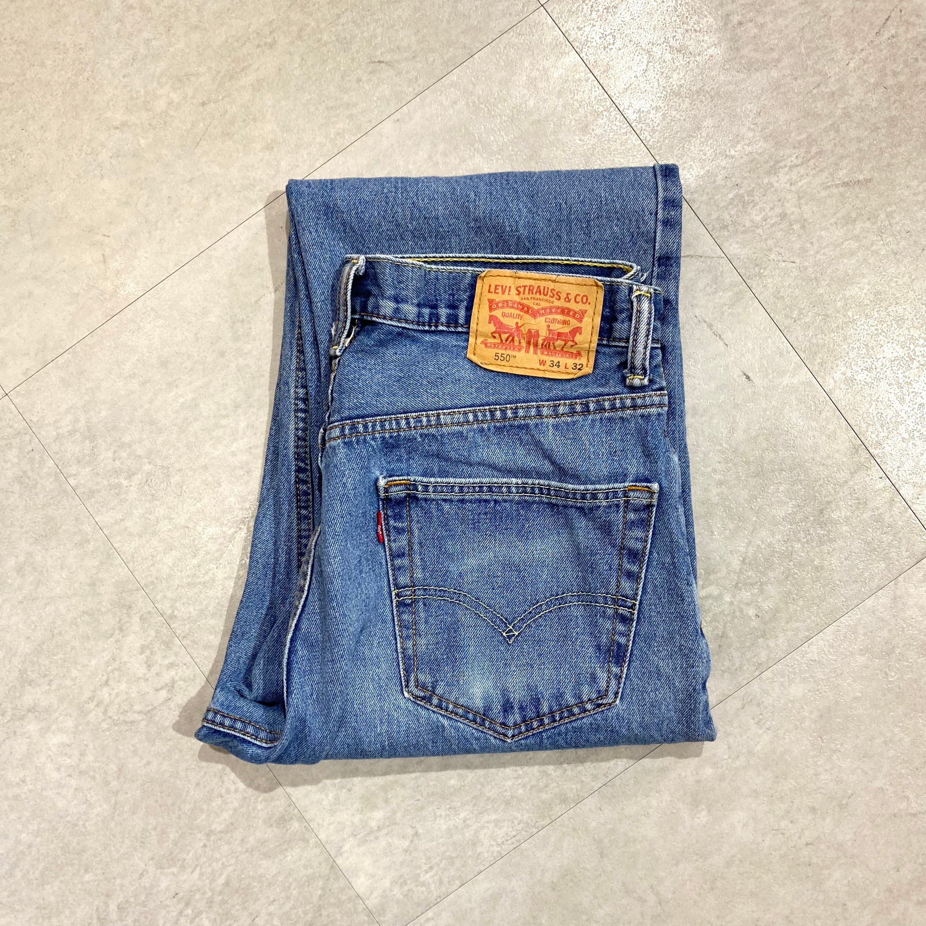 リーバイス550バギーパンツデニムw42ジーパンライトブルーlevi's青