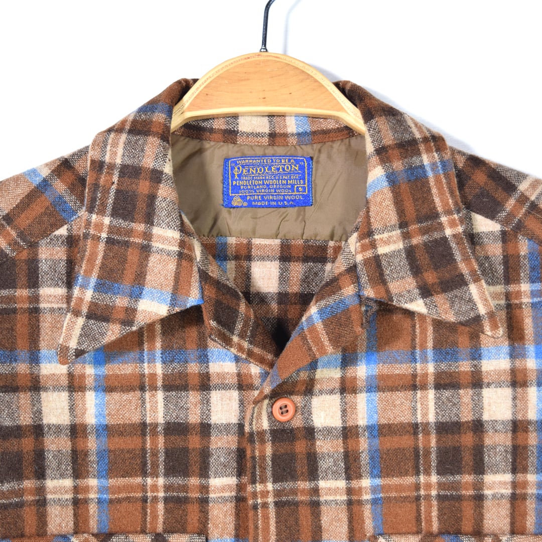 70s ペンドルトン USA製 ヴィンテージウールシャツ オープンカラー