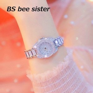 BS bee sister 腕時計 時計 レディース 女性用 ウォッチ セレブ ゴージャス ダイヤモンド 人気 クリスタル ガラスカット アクセサリー ラッピング無料 送料無料 かわいい おしゃれ ゴールド ブレスレット 旅行 イベント カジュアル 丸い 円形 FA1141