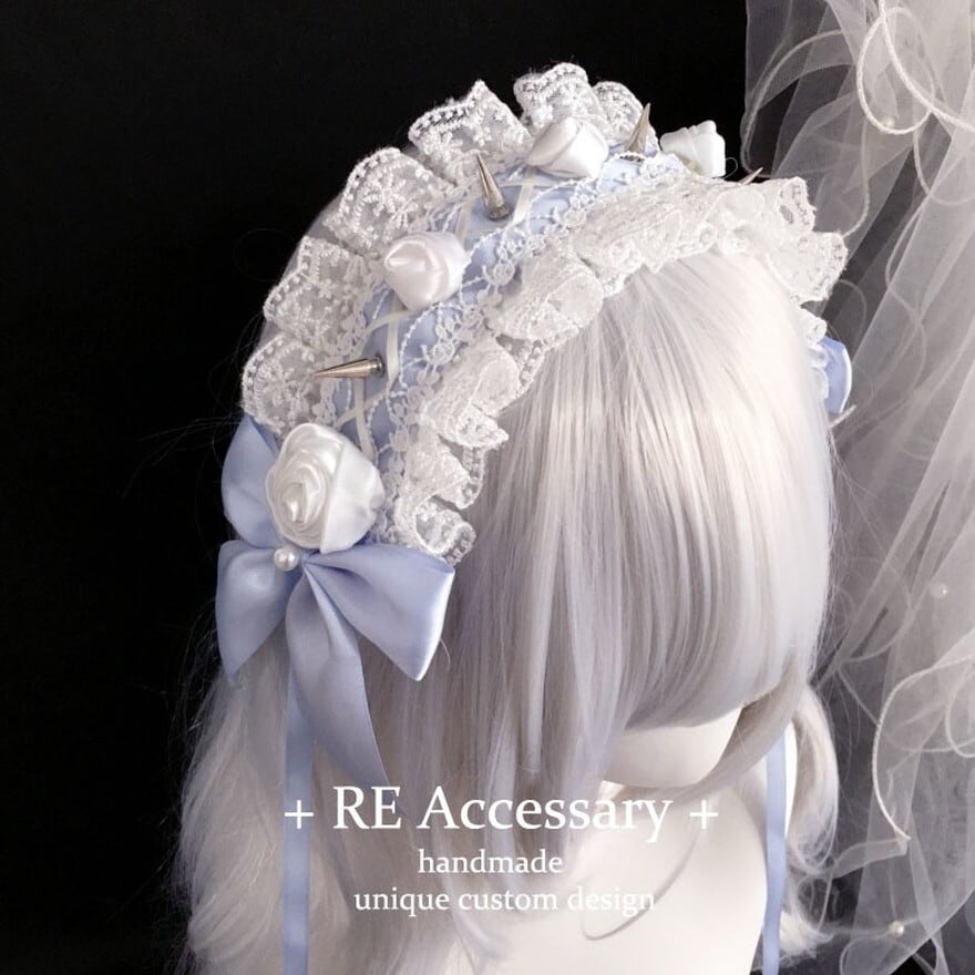 天使界隈 水色ロリータ ヘッドドレス レース ヘッドバンド イベント ライブ衣装