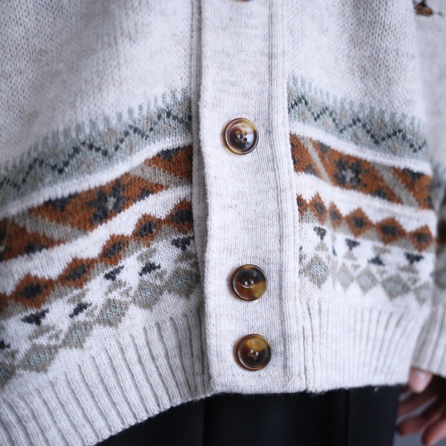 one point "和" motif human embroidery design geometry pattern loose silhouette 5b cardigan（made in italy）